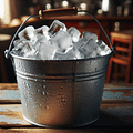 ice cubes in a bucket