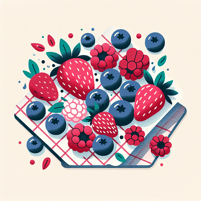washed berries on a kitchen towel
