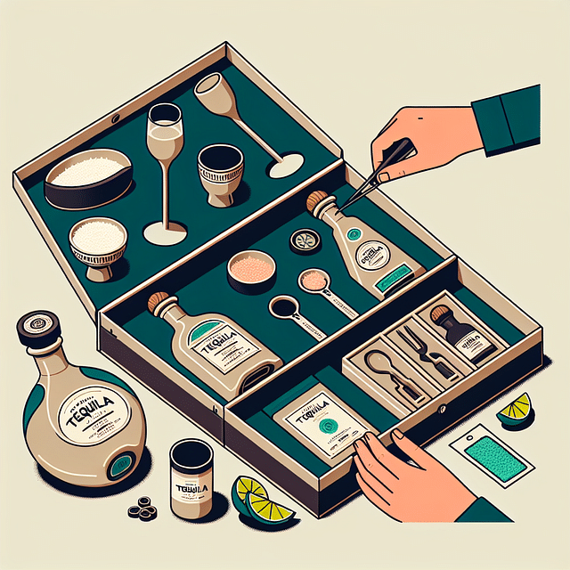 finishing touches on tequila gift set