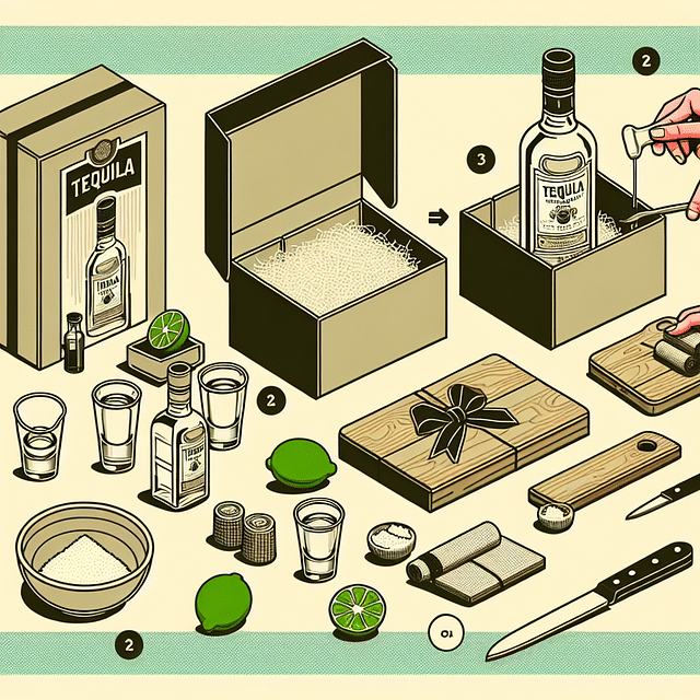 assembling tequila gift set with attention to detail
