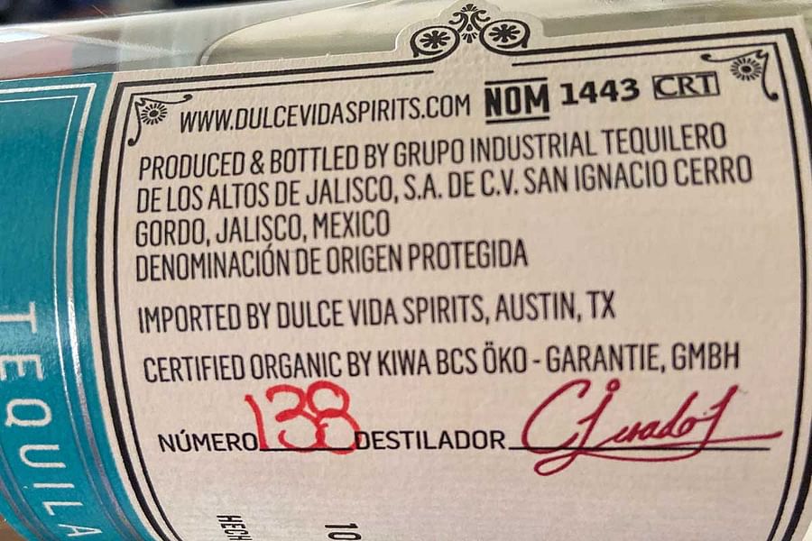 NOM tequila label