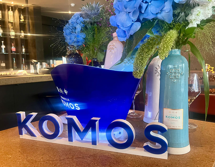 Hand-painted Komos Tequila Ceramic Bottle