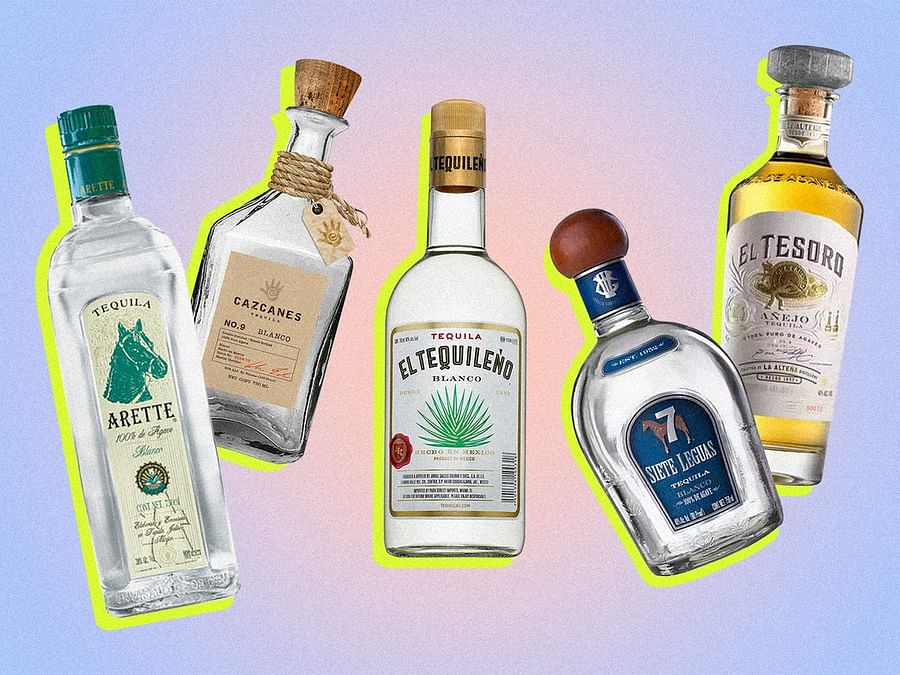 Variety of tequila types including Blanco, Reposado, Anejo, and Extra Anejo