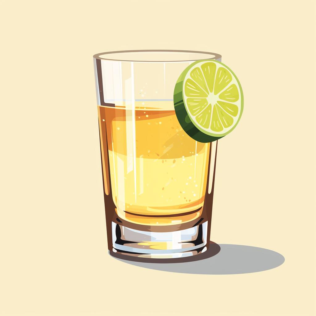 Tequila in a glass, with light shining through it to show its color and clarity