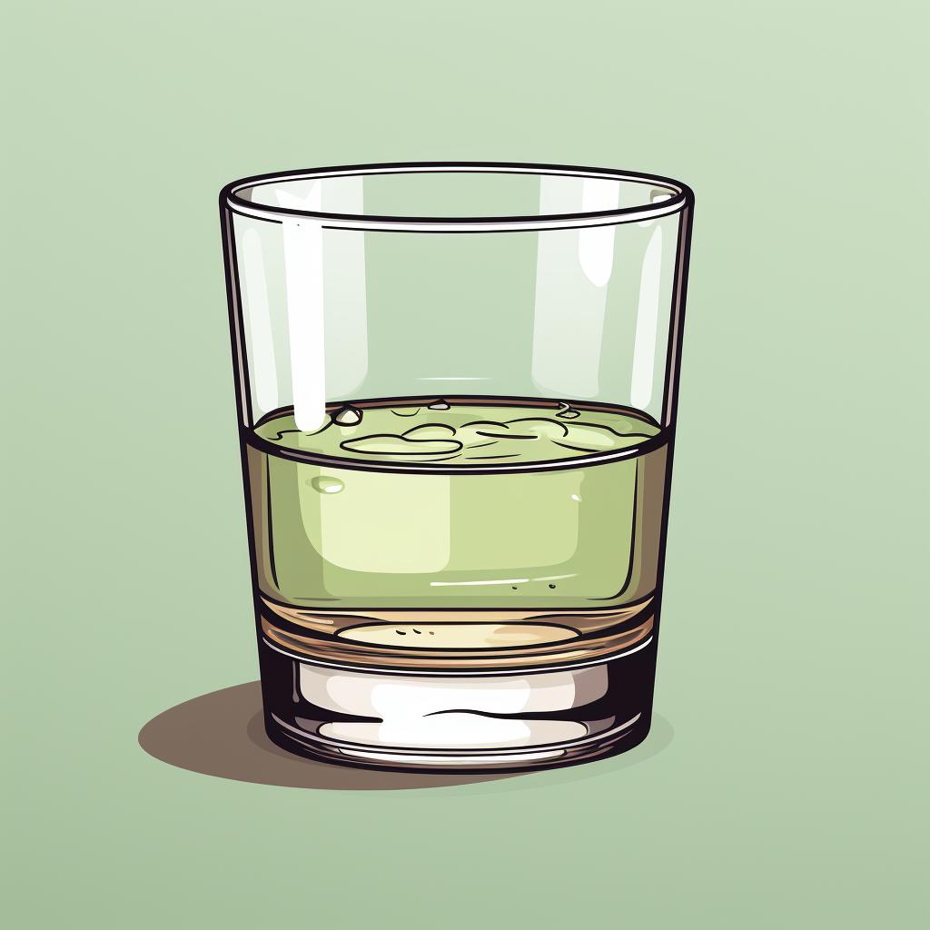 A shallow glass filled with a small amount of mezcal