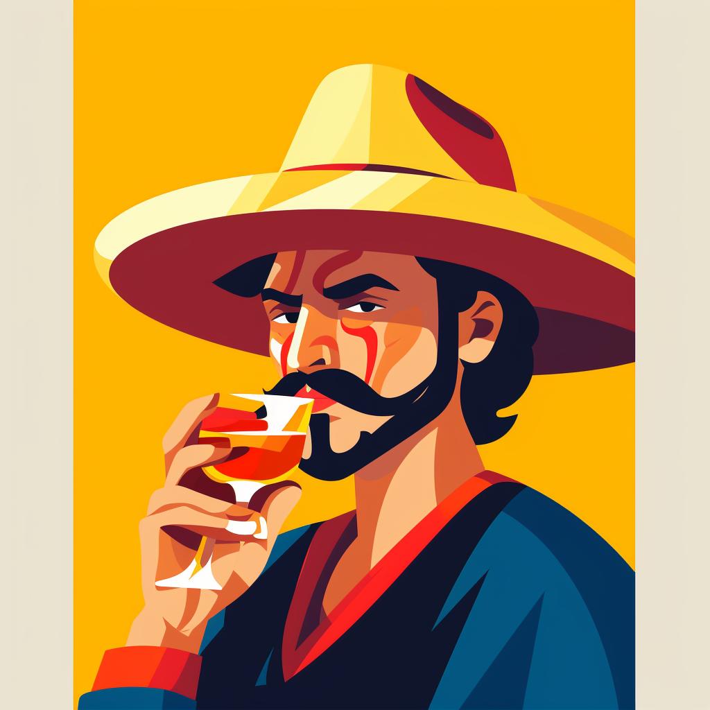 Close-up of a person sipping tequila